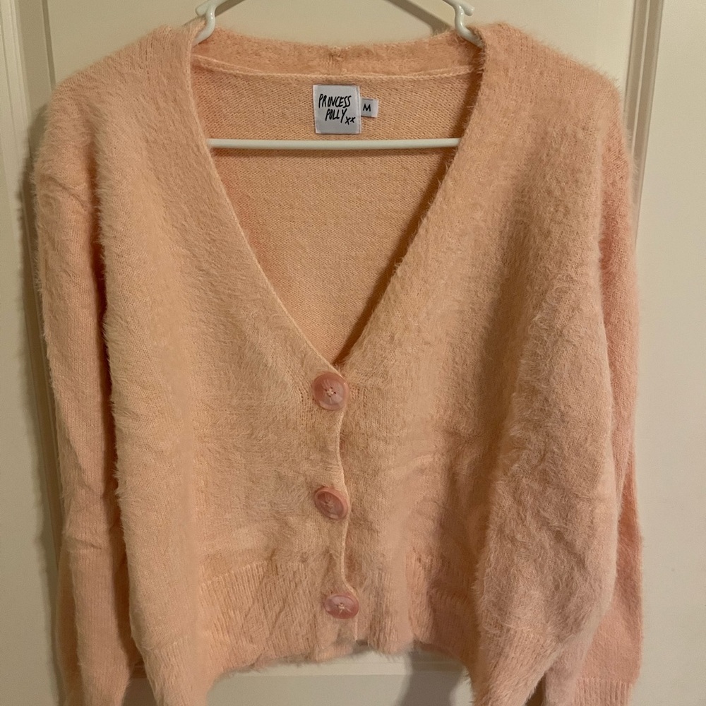 Princess Polly pink fluffy cardigan